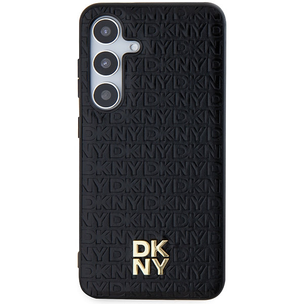 DKNY Leather Pattern Metal Logo MagSafe case for Samsung Galaxy S24+ - black
