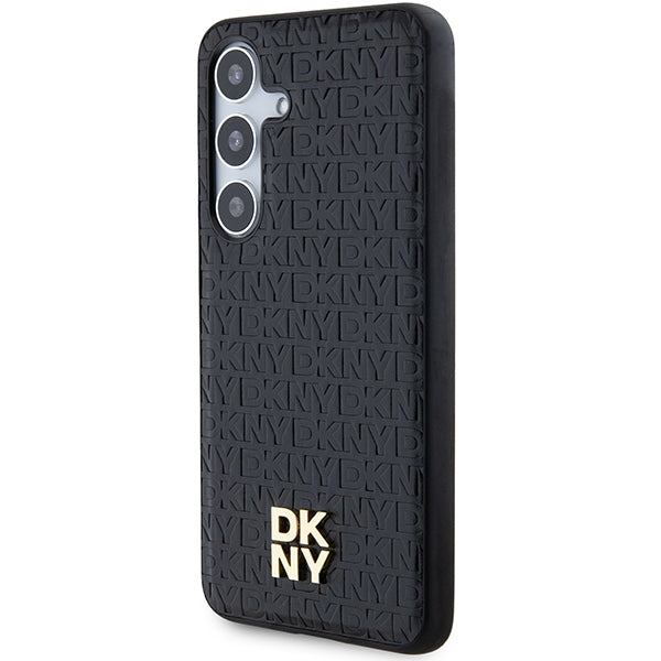 DKNY Leather Pattern Metal Logo MagSafe case for Samsung Galaxy S24 - black