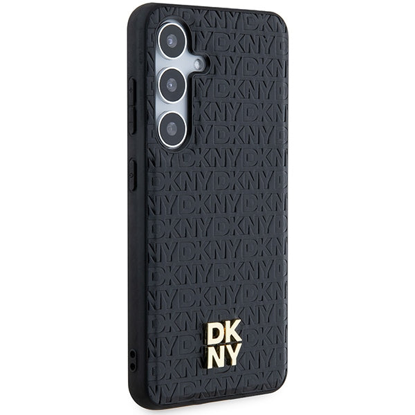 DKNY Leather Pattern Metal Logo MagSafe case for Samsung Galaxy S24 - black