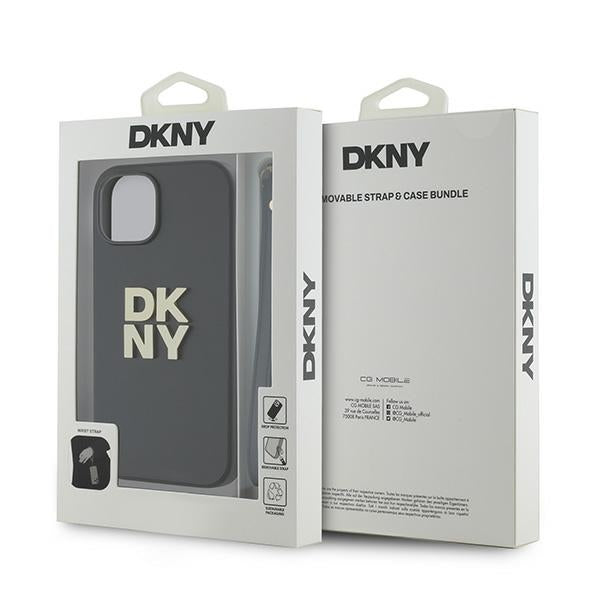DKNY Wrist Strap Stock Logo case for iPhone 14 / 15 / 13 - black