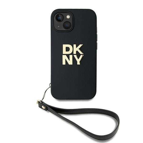 DKNY Wrist Strap Stock Logo case for iPhone 14 / 15 / 13 - black