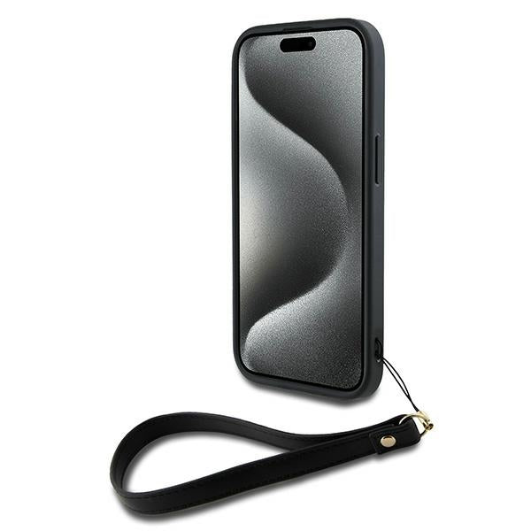 DKNY Wrist Strap Stock Logo iPhone 15 Plus Case - Black