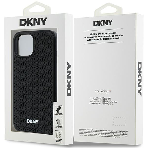 DKNY 3D Rubber Repeat Pattern case for iPhone 15/14/13 - black
