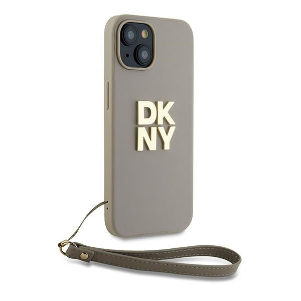 DKNY Wrist Strap Stock Logo case for iPhone 15 / 14 / 13 - beige