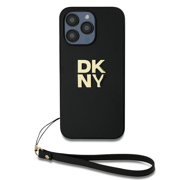 DKNY Wrist Strap Stock Logo case for iPhone 15 Pro Max - black