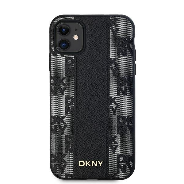 DKNY Leather Checkered Mono Pattern MagSafe Case for iPhone 11 / Xr - Black