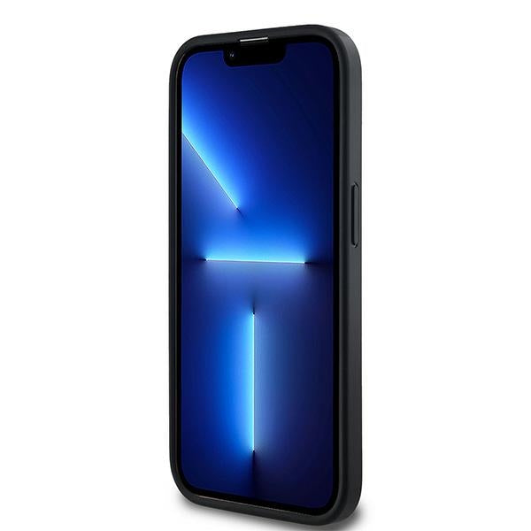 DKNY Leather Checkered Mono Pattern MagSafe case for iPhone 14 Pro - black