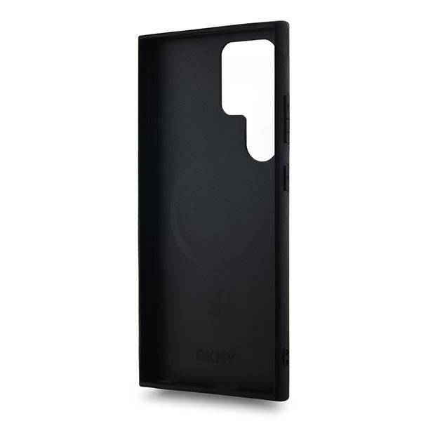 DKNY Leather Checkered Mono Pattern MagSafe Case for Samsung Galaxy S24 Ultra - Black
