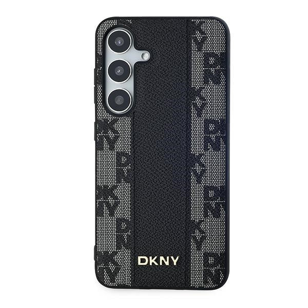DKNY Leather Checkered Mono Pattern MagSafe case for Samsung Galaxy S24+ - black