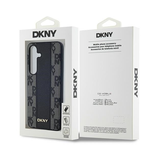 DKNY Leather Checkered Mono Pattern MagSafe case for Samsung Galaxy S24 - black