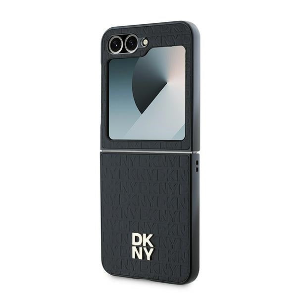 DKNY Repeat Pattern Stack Logo Case for Samsung Galaxy Z Flip6 - Black
