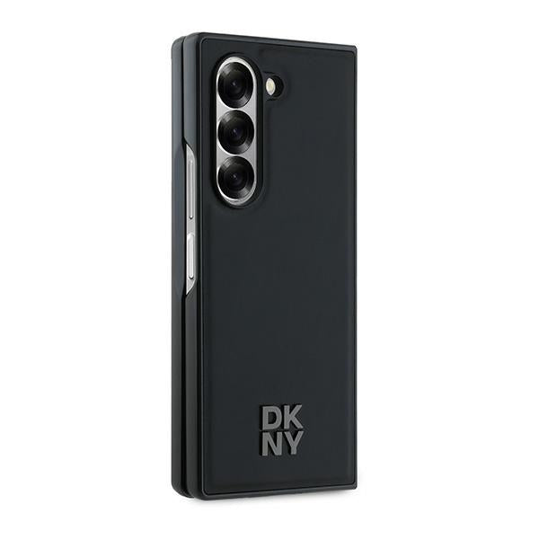 DKNY Magsafe Plain Leather Metal Stack Logo Case for Samsung Galaxy Z Fold 6 - Black