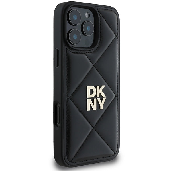 DKNY Quilted Stack Logo iPhone 16 Pro Case - Black