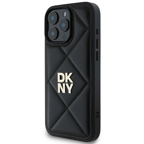 DKNY Quilted Stack Logo iPhone 16 Pro Max Case - Black