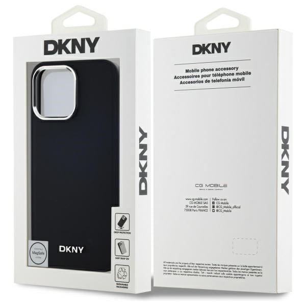 DKNY Plain Logo MagSafe iPhone 14 Pro Max Case - Black