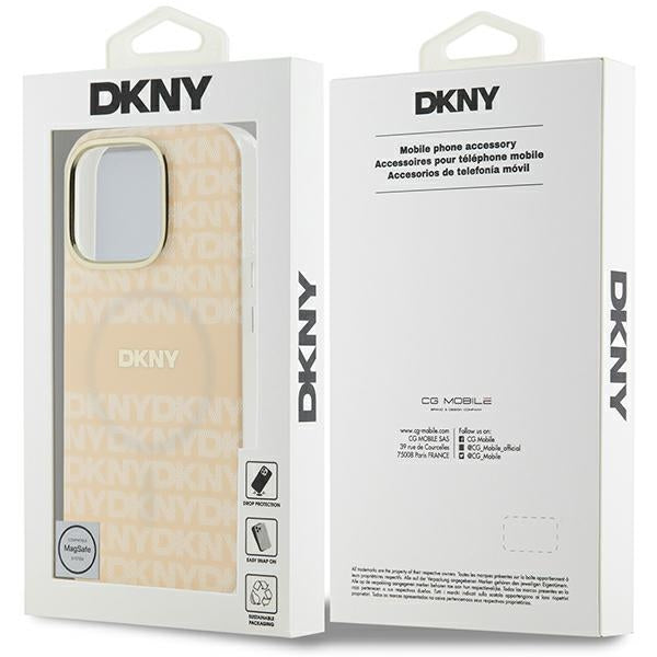 DKNY Repeat Texture Pattern &amp; Stripe MagSafe iPhone 16 Pro Case - Pink