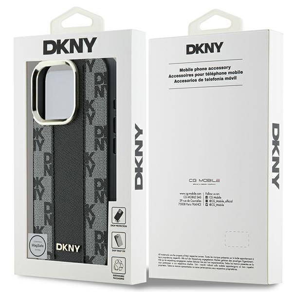 DKNY Checkered Pattern Magsafe iPhone 16 Pro Case - Black