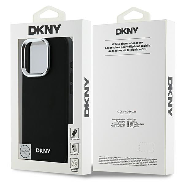 DKNY Plain Silver Logo MagSafe iPhone 16 Pro Case - Black