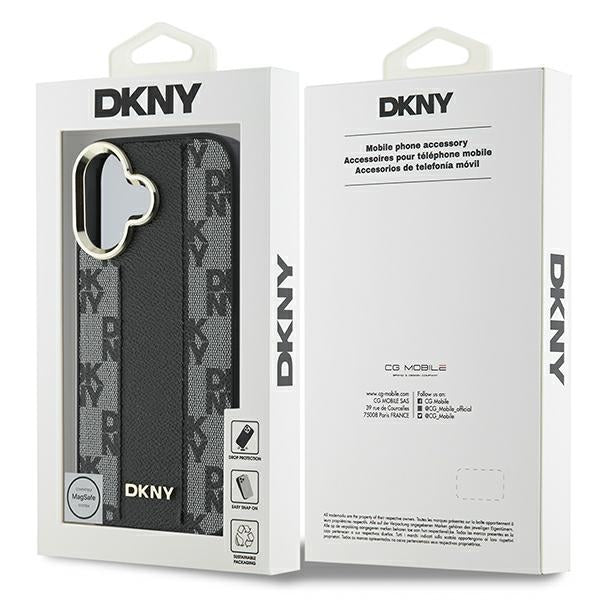 DKNY Checkered Pattern Magsafe iPhone 16 Plus Case - Black