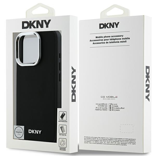 DKNY Plain Silver Logo MagSafe iPhone 16 Pro Max Case - Black