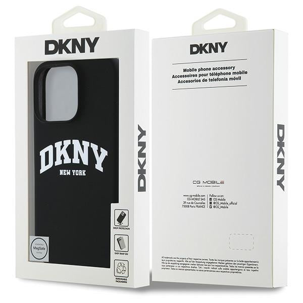 DKNY Silicone White Printed Logo MagSafe Case for iPhone 16 Pro Max - Black