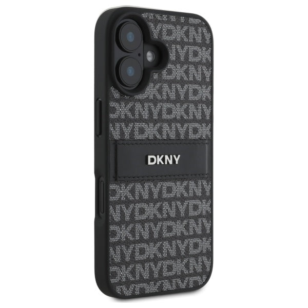 DKNY Texture Pattern Tonal Stripe iPhone 16 Case - Black