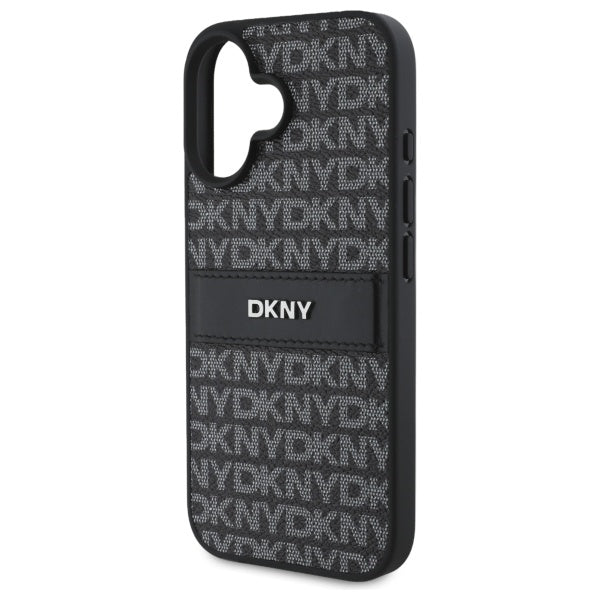 DKNY Texture Pattern Tonal Stripe iPhone 16 Case - Black
