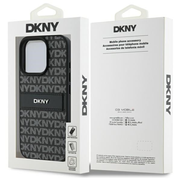 DKNY Texture Pattern Tonal Stripe iPhone 16 Pro Max Case - Black