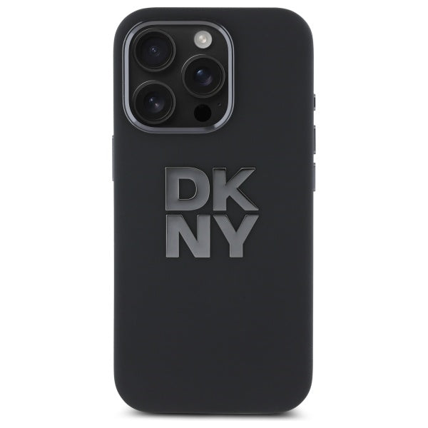 DKNY Liquid Silicone Metal Logo iPhone 16 Pro Max Case - Black