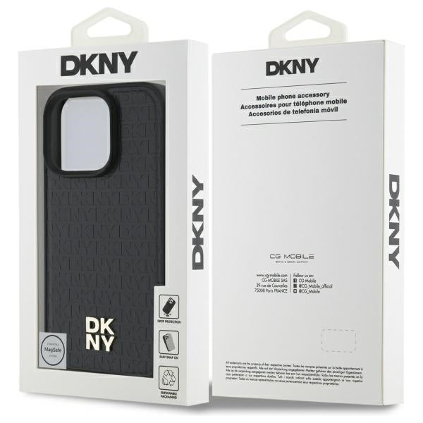 DKNY Repeat Pattern Stack Logo MagSafe iPhone 16 Pro Case - Black