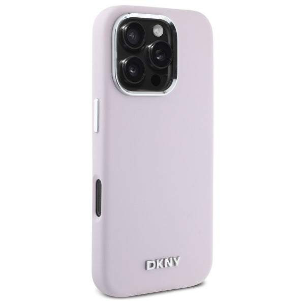 DKNY Liquid Silicone Small Metal Logo MagSafe iPhone 16 Pro Case - Pink