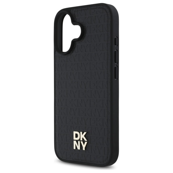 DKNY Repeat Pattern Stack Logo MagSafe iPhone 16 Case - Black