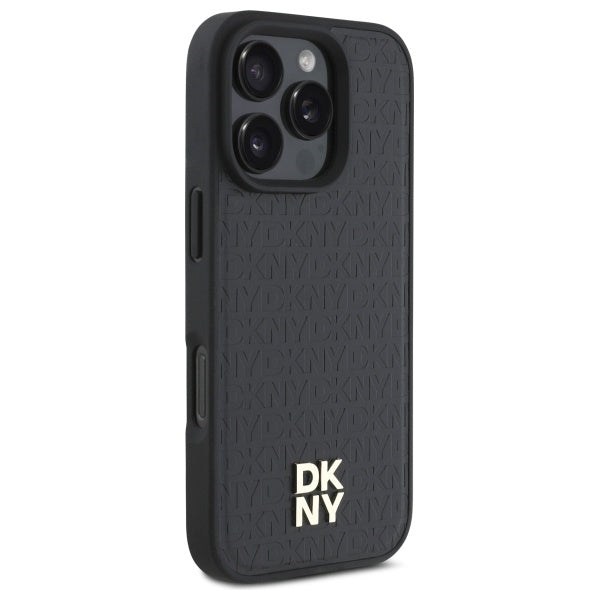 DKNY Repeat Pattern Stack Logo MagSafe iPhone 16 Pro Max Case - Black