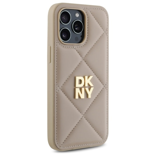 DKNY Quilted Stack Logo iPhone 14 Pro Case - Beige