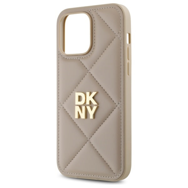 DKNY Quilted Stack Logo iPhone 14 Pro Max Case - Beige
