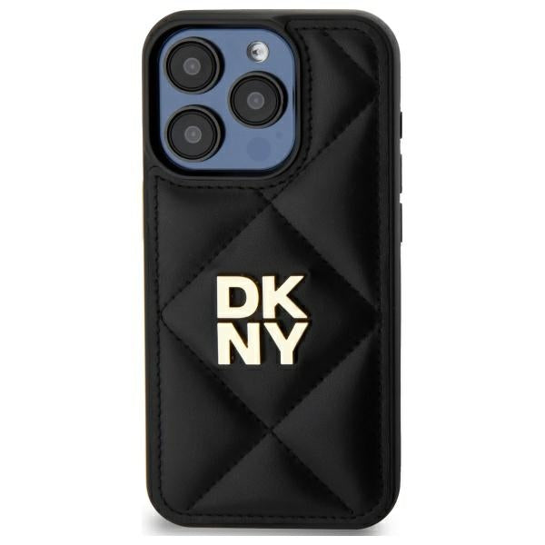 DKNY Quilted Stack Logo iPhone 15 Pro Case - Black
