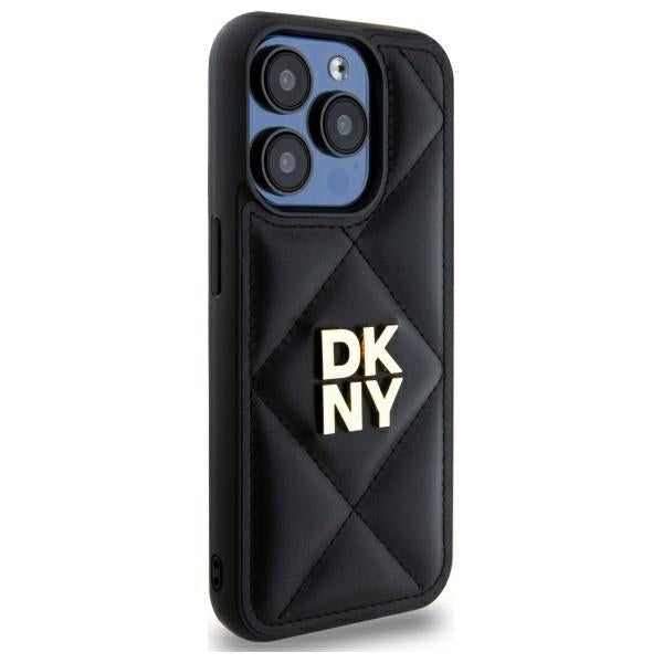 DKNY Quilted Stack Logo iPhone 15 Pro Case - Black