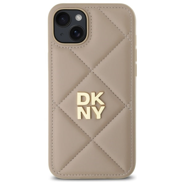 DKNY Quilted Stack Logo iPhone 15 Plus Case - Beige