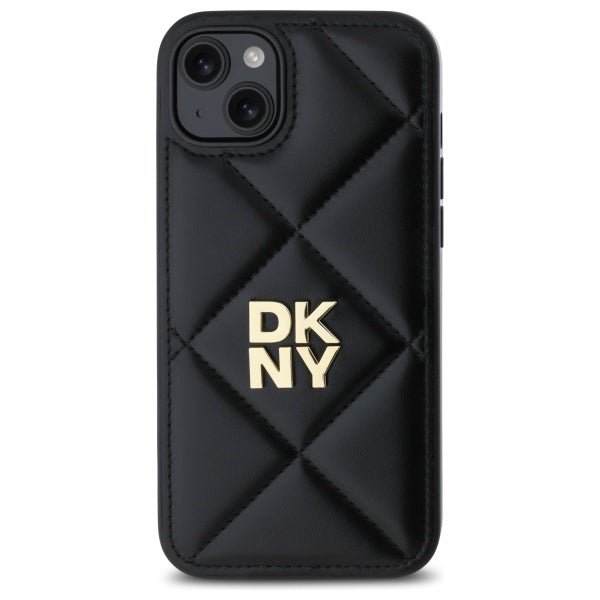 DKNY Quilted Stack Logo iPhone 15 Plus Case - Black