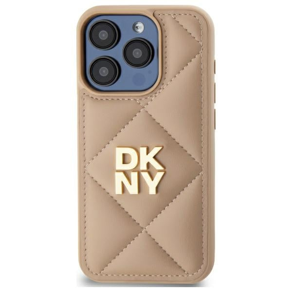 DKNY Quilted Stack Logo iPhone 15 Pro Max Case - Beige