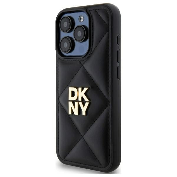 DKNY Quilted Stack Logo iPhone 15 Pro Max Case - Black