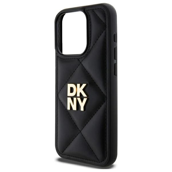 DKNY Quilted Stack Logo iPhone 15 Pro Max Case - Black