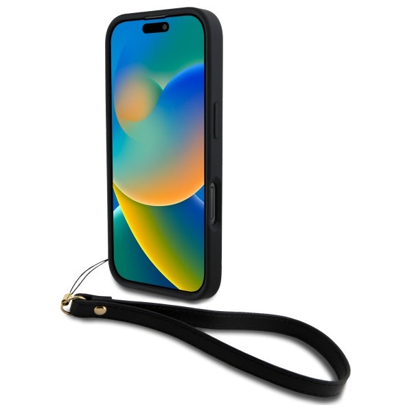 DKNY Wrist Strap Stock Logo iPhone 16 Pro Case - Black