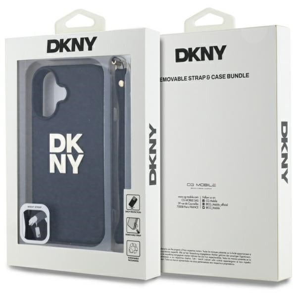 DKNY Wrist Strap Stock Logo iPhone 16 Case - Black