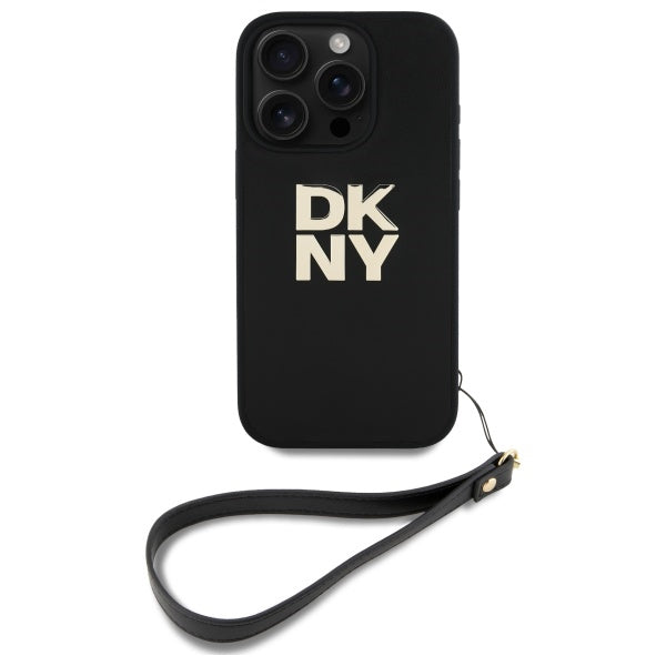DKNY Wrist Strap Stock Logo iPhone 16 Pro Max Case - Black