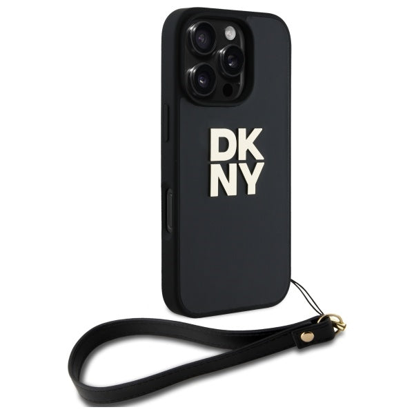 DKNY Wrist Strap Stock Logo iPhone 16 Pro Max Case - Black