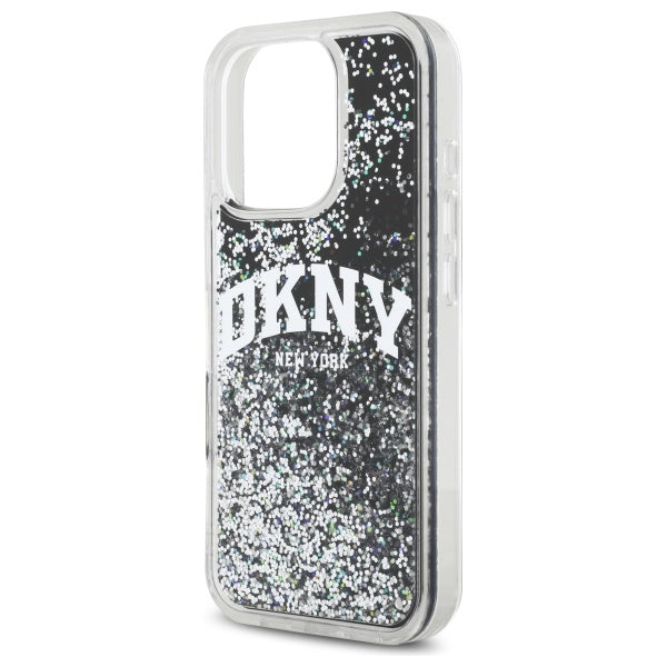 DKNY DKHCP16LLBNAEK iPhone 16 Pro 6.3" black/black hardcase Liquid Glitter Arch Logo