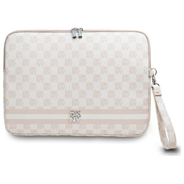DKNY Sleeve Checkered Pattern Printed Stripes 14" Laptop Case - Pink