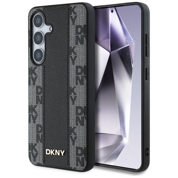 DKNY Leather Checkered Pattern MagSafe Case for Samsung Galaxy S25 Black