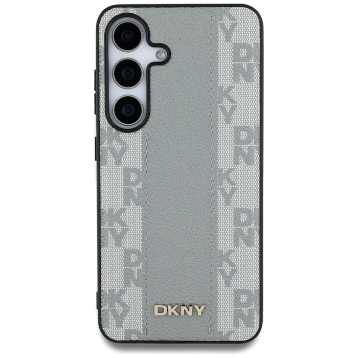 DKNY Leather Checkered Pattern MagSafe case for Samsung Galaxy S25 taupe